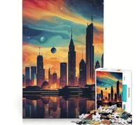 Puzzle per ragazzi da 1000 pezzi: paesaggio urbano cosmico futuristico, gioco impossibile, sfida difficile, compleanno e altre occasioni 38x52cm
