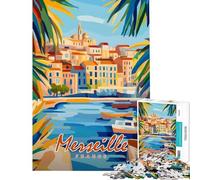 Puzzle per ragazzi da 1000 pezzi paesaggio urbano di Marsiglia difficile e stimolante gioco per famiglie adatto a persone dai 14 anni in su (38x26cm)