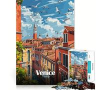 Puzzle per ragazzi da 1000 pezzi, paesaggio urbano di Venezia, ritaglio preciso, decorazione creativa e divertente, gioco di pace, pezzo d'arte natalizio (38x26cm)