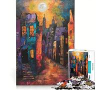 Puzzle per ragazzi da 1000 pezzi paesaggio urbano europeo al chiaro di luna gioco rilassante attività divertenti da fare in casa gioco dal design accattivante 50x75cm