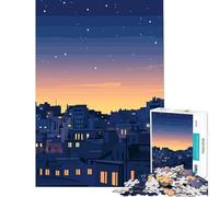 Puzzle per ragazzi da 1000 pezzi paesaggio urbano notturno in pixel art gioco educativo sfida giocattolo idee regalo gara di velocità manuale (dimensioni 75x50cm)