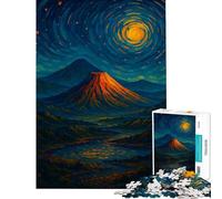 Puzzle per ragazzi da 1000 pezzi: paesaggio vulcanico sotto un cielo notturno vorticoso Attività divertenti da fare a casa migliora la memoria giochi rilassanti per ragazzi dai 14 anni in su (38x52cm)