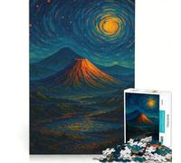 Puzzle per ragazzi da 1000 pezzi paesaggio vulcanico sotto un cielo notturno vorticoso gioco interattivo rilassante e stimolante per la mente regalo di compleanno regalo 50x75cm