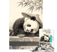 Puzzle per ragazzi da 1000 pezzi panda addormentato vintage gioco educativo sfida di gioco idee regalo gara di velocità manuale (dimensioni 38x26cm)