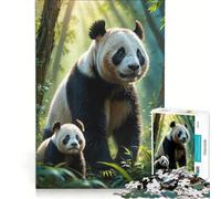 Puzzle per ragazzi da 1000 pezzi Panda che esplorano la giungla gioco antistress sfida impegnativa rafforza l'amore tra le coppie 38x52cm