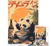 Puzzle per ragazzi da 1000 pezzi: panda che mangia ramen con le bacchette Giochi divertenti attività per famiglie decorazione per la casa giocattoli regali di Natale e compleanno (38x26cm)