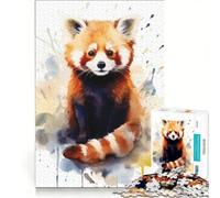 Puzzle per ragazzi da 1000 pezzi panda rosso ad acquerello giocattolo educativo migliora la memoria con poster abbinato e foglio di curiosità 50x75cm