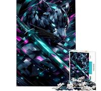 Puzzle per ragazzi da 1000 pezzi Pantera cibernetica con katana animale ideale per compleanni e Natale Migliora la memoria antistress Adatto a partire dai 14 anni (38x26cm)