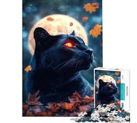 Puzzle per ragazzi da 1000 pezzi Pantera Nera sotto la luna piena Gioco impossibile educativo stimolante divertente regalo adatto alle coppie (dimensioni 38x26cm)