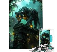 Puzzle per ragazzi da 1000 pezzi Pantera Nera su antiche rovine Sfida educativa per il divertimento in famiglia Giocattolo fai-da-te adatto a partire dai 14 anni (38x26cm)