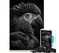 Puzzle per ragazzi da 1000 pezzi,pappagallo in bianco e nero,disegno finemente ritagliato,attività stimolante per la mente,momento di relax,regalo di Natale rilassante (38x26cm)