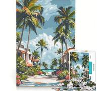 Puzzle per ragazzi da 1000 pezzi Paradiso tropicale sulla spiaggia Decorazione da parete Gioco per passare il tempo durante le vacanze Regalo di compleanno Regalo di viaggio 38x26cm