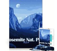 Puzzle per ragazzi da 1000 pezzi, Parco Nazionale di Yosemite, paesaggio blu, ritaglio preciso, decorazione, giocattolo creativo e divertente, gioco di pace, pezzo artistico natalizio (50x75cm)