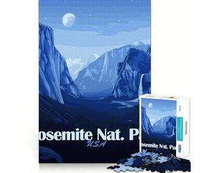 Puzzle per ragazzi da 1000 pezzi, Parco Nazionale di Yosemite, paesaggio blu, ritaglio preciso, decorazione, giocattolo creativo e divertente, gioco di pace, pezzo artistico natalizio (50x75cm)