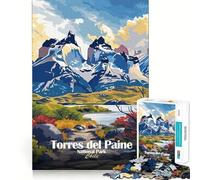 Puzzle per ragazzi da 1000 pezzi Parco Nazionale Torres del Paine Cile Bordo perfetto Gioco divertente per la mente Regalo Momento accogliente e divertente Decorazione natalizia da parete (50x75cm)
