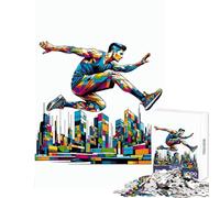 Puzzle per ragazzi da 1000 pezzi parkour street sport Wpap giocattolo antistress ideale per le vacanze a casa per ammazzare il tempo regali di Natale e compleanno (dimensioni 50x75cm)
