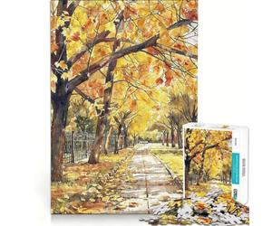 Puzzle per ragazzi da 1000 pezzi Passeggiata autunnale urbana Gioco impossibile Decorazione per la casa Collezione d'artista Belle arti 50x75cm