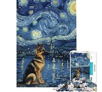 Puzzle per ragazzi da 1000 pezzi Pastore tedesco in una notte stellata puzzle per adulti giochi per famiglie sfida impegnativa regalo di compleanno e unico (dimensioni 38x52cm)