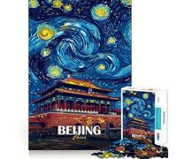Puzzle per ragazzi da 1000 pezzi,Pechino,Cina,Notte stellata,incastro perfetto,gioco cognitivo,regalo,gioco lento,regalo di Natale (38x26cm)