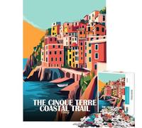 Puzzle per ragazzi da 1000 pezzi percorso costiero delle Cinque Terre Italia poster gioco per famiglie giocattolo educativo regalo per donne uomini e tutta la famiglia (dimensioni 50x75cm)