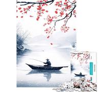 Puzzle per ragazzi da 1000 pezzi Pescatore in un paesaggio invernale giocattolo educativo gioco per famiglie decorazione da parete regalo per donne e uomini (dimensioni 38x26cm)