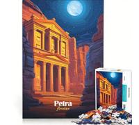 Puzzle per ragazzi da 1000 pezzi Petra Giordania vista notturna gioco educativo per divertimento in famiglia regalo di compleanno regalo di viaggio 50x75cm