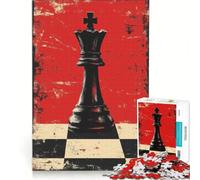Puzzle per ragazzi da 1000 pezzi, pezzo degli scacchi con la regina nera, giochi rilassanti, attività per famiglie, con poster abbinato e foglio di curiosità 38x26cm