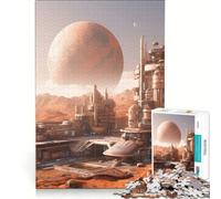 Puzzle per ragazzi da 1000 pezzi: Pianeta Rosso Paesaggio Urbano di Marte Giochi per famiglie Decorazione perfetta Collezione d'artista Belle Arti 38x52cm