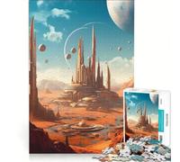 Puzzle per ragazzi da 1000 pezzi: Pianeta Rosso Paesaggio Urbano di Marte Gioco educativo Difficile Collezione d'artista Belle Arti 38x26cm