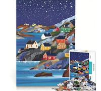 Puzzle per ragazzi da 1000 pezzi Piccolo villaggio sulla costa gioco impossibile divertente antistress ideale come regalo 50x75cm