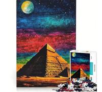 Puzzle per ragazzi da 1000 pezzi piramide sotto il cielo notturno decorazione da parete difficile e stimolante regalo di gioco impegnativo 38x52cm