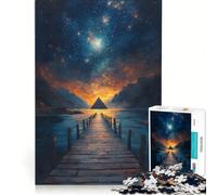 Puzzle per ragazzi da 1000 pezzi: Piramide sotto le stelle gioco educativo difficoltà elevata collezione d'artista belle arti 38x52cm