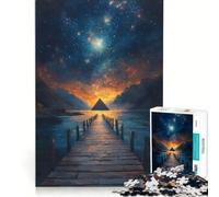 Puzzle per ragazzi da 1000 pezzi: Piramide sotto le stelle gioco educativo difficoltà elevata collezione d'artista belle arti 38x26cm