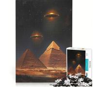 Puzzle per ragazzi da 1000 pezzi: Piramidi e UFO di notte gioco antistress sfida impegnativa rafforza l'amore tra le coppie 38x52cm