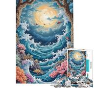 Puzzle per ragazzi da 1000 pezzi pixel art oceano luna fantasy Puzzle per adulti gioco interattivo un'opera d'arte interazione genitore-figlio (dimensioni 38x26cm)