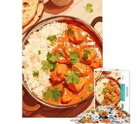 Puzzle per ragazzi da 1000 pezzi pollo tikka masala con riso gioco intellettuale educativo per attività familiari regalo di compleanno (dimensioni 50x75cm)