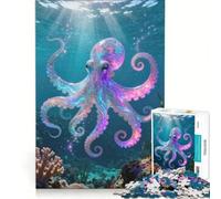 Puzzle per ragazzi da 1000 pezzi: polpo iridescente in una scena oceanica, giochi rilassanti, sfida impegnativa, collezione d'artista, belle arti 38x26cm