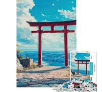 Puzzle per ragazzi da 1000 pezzi Porta Torii rossa in riva al mare gioco di puzzle per adulti analisi e logica regalo di compleanno e unico (dimensioni 38x26cm)