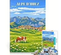 Puzzle per ragazzi da 1000 pezzi, poster Alpe D'Huez, gioco educativo, decorazione perfetta, lista dei desideri con Babbo Natale 38x52cm