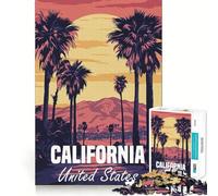 Puzzle per ragazzi da 1000 pezzi,poster del tramonto californiano,ritaglio preciso,decorazione creativa e divertente,gioco di pace,pezzo d'arte natalizio (38x52cm)