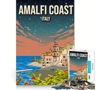 Puzzle per ragazzi da 1000 pezzi,poster della Costiera Amalfitana di notte,Italia Gioco divertente e rilassante,ideale per stimolare la mente e creare un'atmosfera piacevole Regalo di Natale