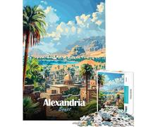 Puzzle per ragazzi da 1000 pezzi poster di viaggio di Alessandria d'Egitto Puzzle per ragazzi con schema di assemblaggio Ogni pezzo è unico compleanni e occasioni speciali 38x26cm