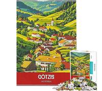 Puzzle per ragazzi da 1000 pezzi poster di viaggio vintage di Götzis Austria per ragazzi taglio di precisione interazione genitore-figlio rompicapo giochi per famiglie 38x26cm