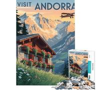 Puzzle per ragazzi da 1000 pezzi poster di viaggio "Visita Andorra" difficile e stimolante gioco per famiglie adatto a persone dai 14 anni in su (38x26cm)