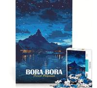 Puzzle per ragazzi da 1000 pezzi, poster notturno di Bora Bora, Polinesia francese, giochi rilassanti, di analisi e logica, per migliorare l'amore tra le coppie 50x75cm