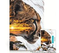 Puzzle per ragazzi da 1000 pezzi: Predatore celeste della savana, gioco interattivo, passatempo ideale per le vacanze a casa, con poster e foglio di curiosità abbinati 38x26cm