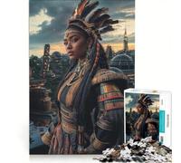 Puzzle per ragazzi da 1000 pezzi: Principessa guerriera in una città futuristica gioco impossibile decorazione per la casa collezione d'artista belle arti 50x75cm