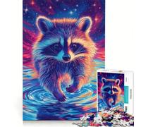 Puzzle per ragazzi da 1000 pezzi "Procioni nei sogni" giocattolo educativo migliora la memoria con poster abbinato e foglio di curiosità 38x26cm