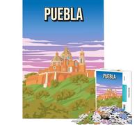 Puzzle per ragazzi da 1000 pezzi Puebla Messico poster di viaggio vintage giocattolo educativo gioco per tutta la famiglia regalo per donne e uomini (dimensioni 75x50cm)