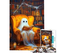 Puzzle per ragazzi da 1000 pezzi puzzle "Fantasma che legge in biblioteca" puzzle per adulti giochi per famiglie schema di assemblaggio offerta come regalo per tutta la famiglia (dimensioni 38x26cm)